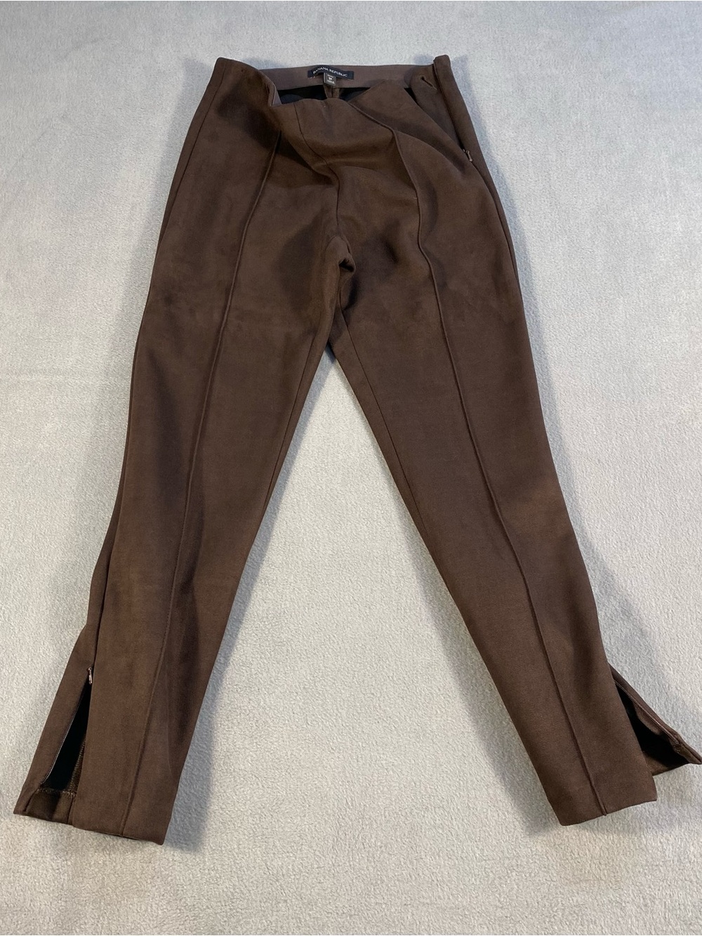 Banana Republic petite women’s Brown stretch faux suede Ankle Pants, slim fit,2P